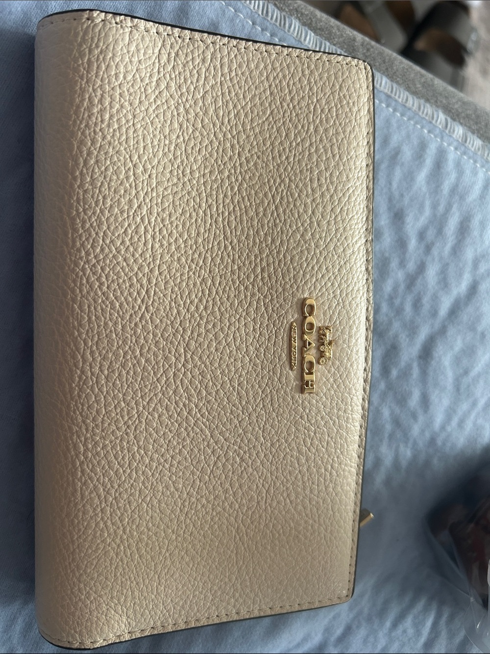 Coach Metallic Gold Pebbled Leather Wallet
